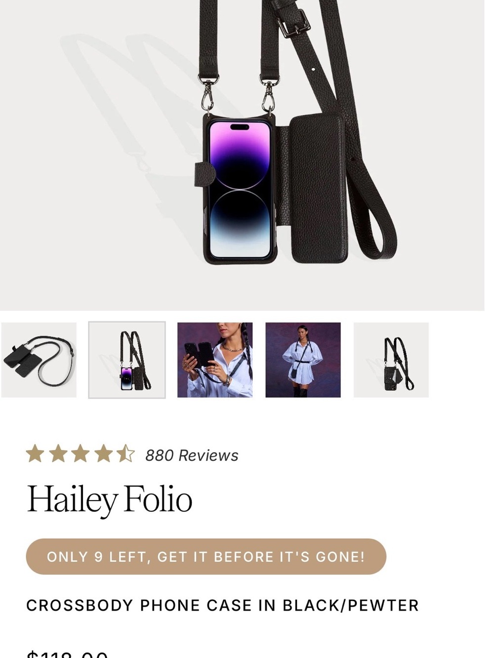 Bandolier Hailey Folio Crossbody Phone Case - Black/Pewter